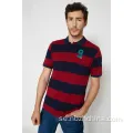 Mens Casual Yarn Dye Stripes Short Sleeve Polo